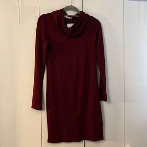 Burgundy Cowl Neck Dress